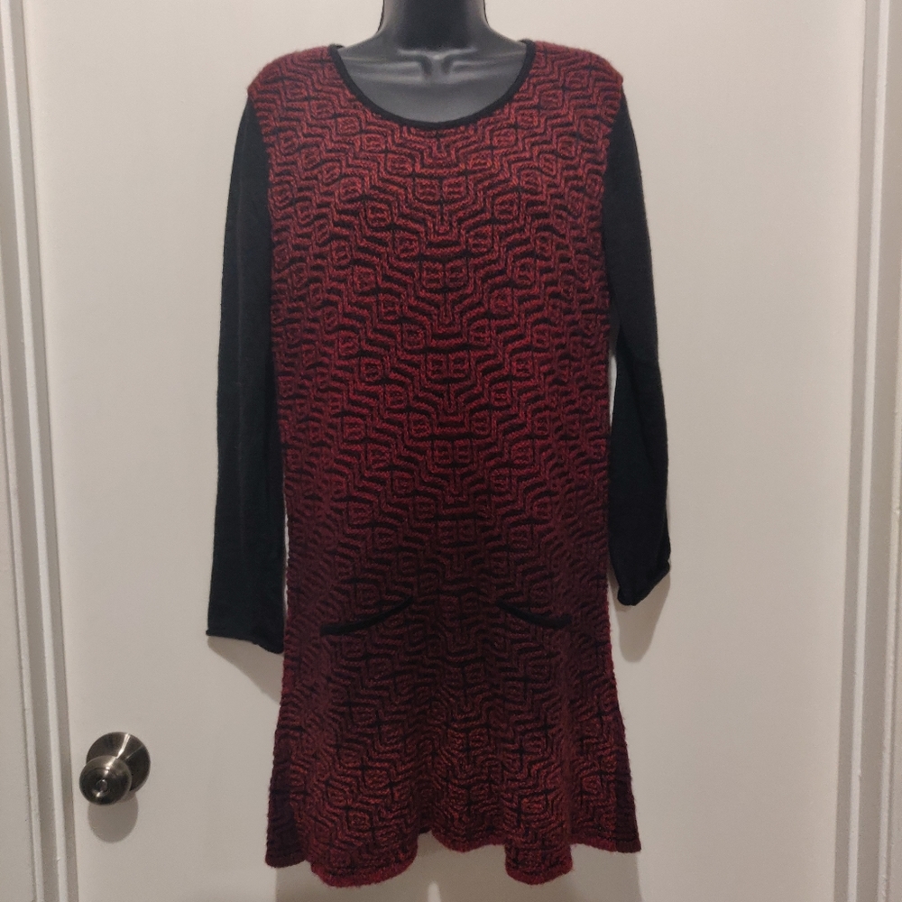 Kuna baby alpaca wool geometric sweater dress size medium